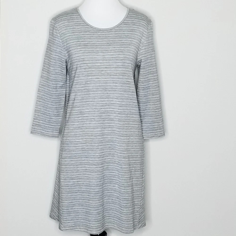 Garnet Hill Gray Striped Knit Dress XS